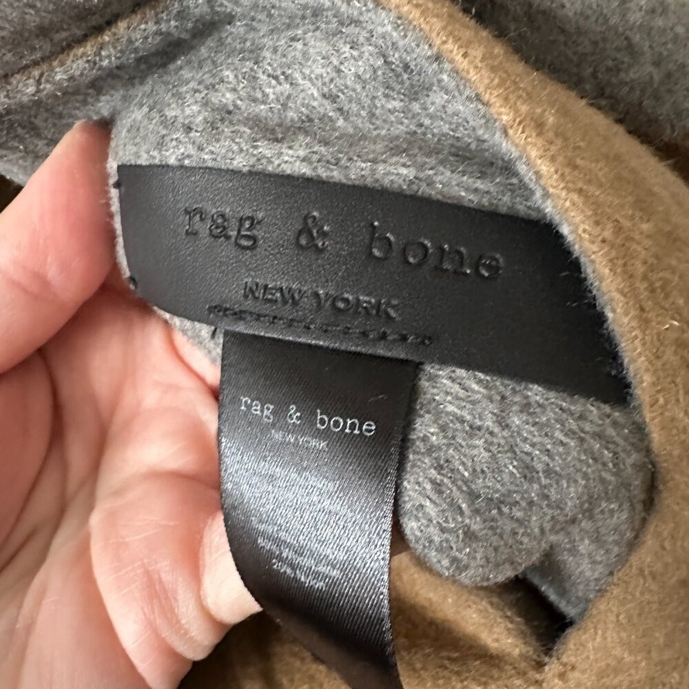 Rag & Bone Gray Tan Reversible Wool Blend Belted Trench Coat Jacket Medium* - Picture 7 of 8
